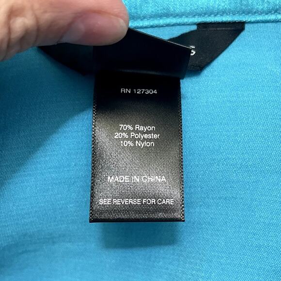 Ali Miles Woven Shimmer Stand Collar Button Front Tunic Top Size XL Artsy NEW - Picture 10 of 11